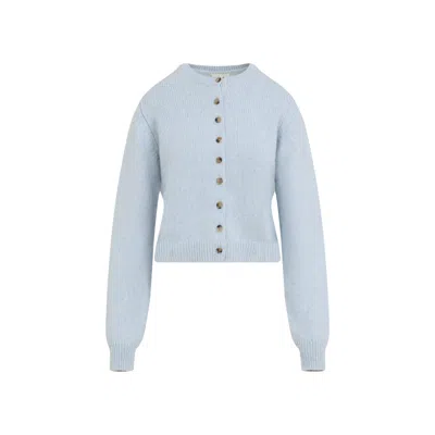 Khaite Everheart Button-front Cashmere Cardigan In Blue