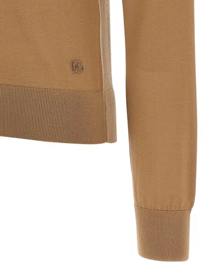 Dolce & Gabbana Cashmere Turtleneck Sweater Sweaters And Cardigans Beige In Brown