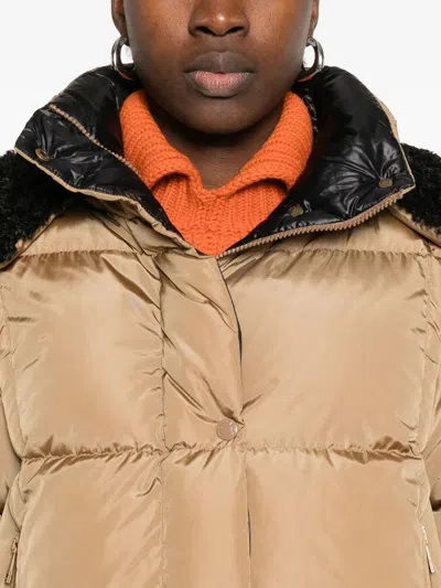 Moncler Castelnou Square-quilted Hooded Short Down Jacket Clothing In Brown