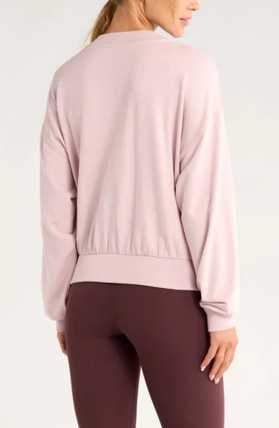 Zella Luxe Pleated Cotton Blend Terry Sweatshirt In Pink