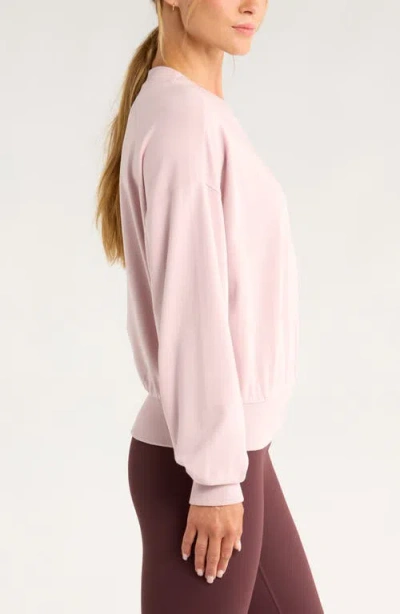 Zella Luxe Pleated Cotton Blend Terry Sweatshirt In Pink