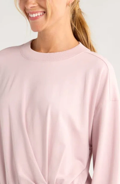 Zella Luxe Pleated Cotton Blend Terry Sweatshirt In Pink