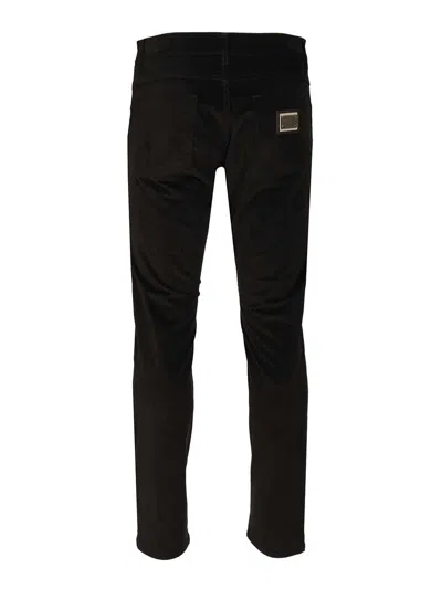 Dolce & Gabbana Black Jeans With Logo Patch On The Front And Logo Plaque On The Rear In Black