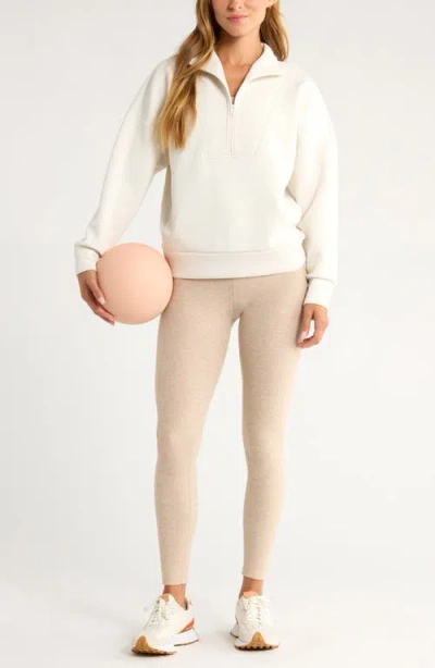 Zella Ultrasoft Half Zip Pullover In White