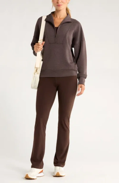 Zella Ultrasoft Half Zip Pullover In Brown