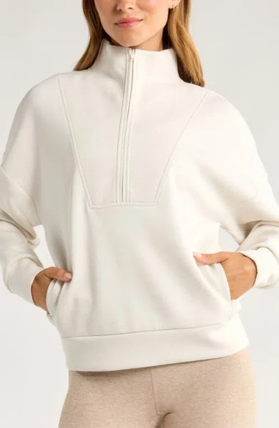 Zella Ultrasoft Half Zip Pullover In White