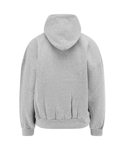 Balenciaga Zip Front Hoodie With Contrast Logo And Ribbed Details In Gray