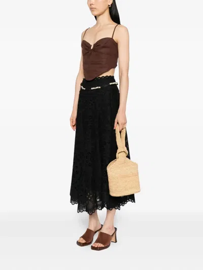 Sensi Studio Pull-through Raffia Bag In Neutral