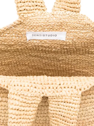 Sensi Studio Pull-through Raffia Bag In Neutral