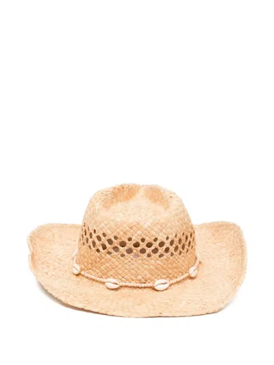Lack Of Color Seashells Cowboy Hat In Neutral