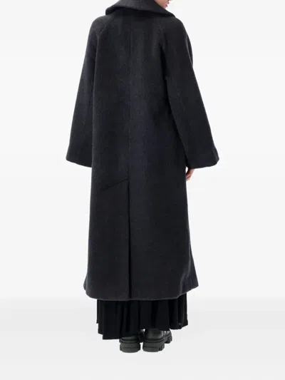 Ganni Cappotto In Misto Lana Antracite  Donna In Black