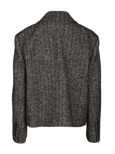 Dolce & Gabbana Pinstriped Wool-blend Double-breasted Jacket In Gray