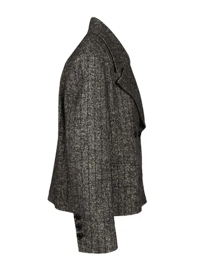 Dolce & Gabbana Pinstriped Wool-blend Double-breasted Jacket In Gray