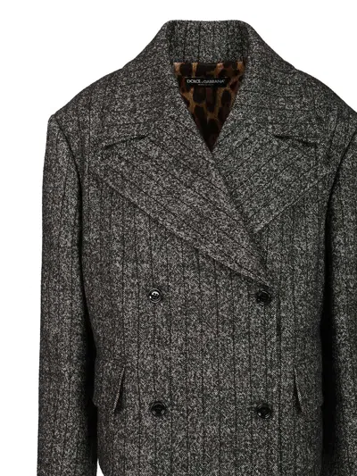 Dolce & Gabbana Pinstriped Wool-blend Double-breasted Jacket In Gray