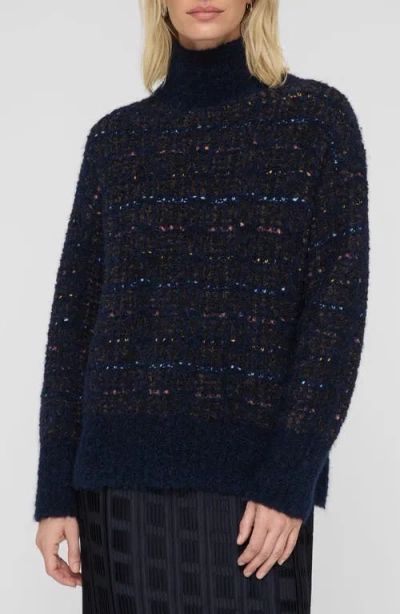 Lafayette 148 Alpaca-blend Boucle Turtleneck Sweater In Black