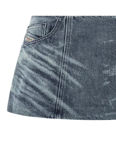 Diesel De-nora Denim Mini Skirt In Blue