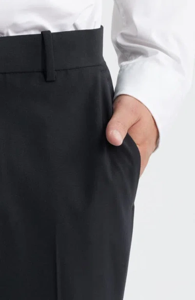 Open Edit Slim Fit Solid Flat Front Stretch Suit Pants In Black