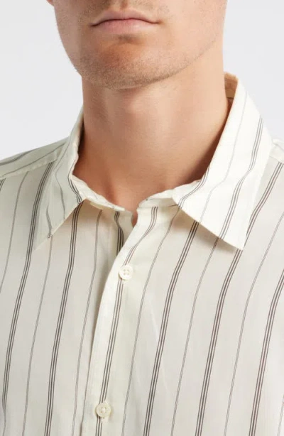 Open Edit Oversize Stripe Short Sleeve Silk Button-up Shirt In Multi