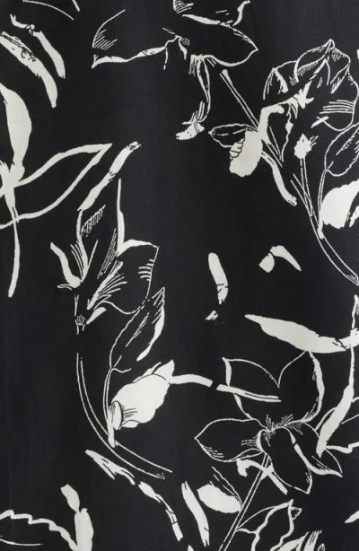 Open Edit Floral Short Sleeve Silk Button-up Shirt In Multi