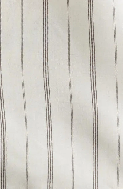 Open Edit Oversize Stripe Short Sleeve Silk Button-up Shirt In Multi