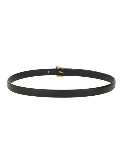 Ferragamo Adjustable Length Belt Gold-tone Buckle In Black
