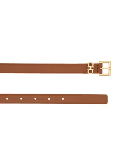 Ferragamo Gancini Buckle Belt In Brown