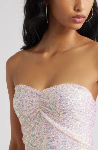 Bp. Strapless Sequins Flounce Hem Minidress In Pink