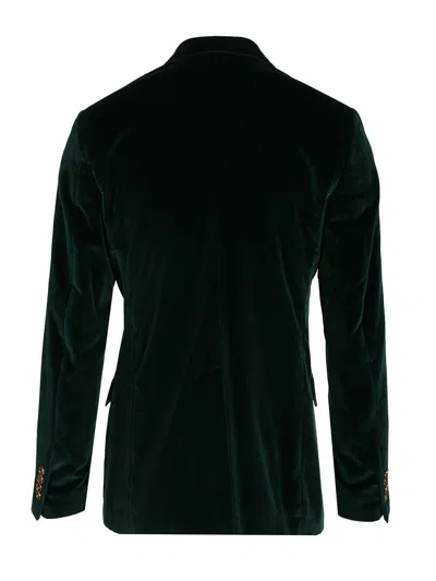 Dolce & Gabbana Double-breasted Sicily Light Cotton Velvet Jacket Clothing In Green