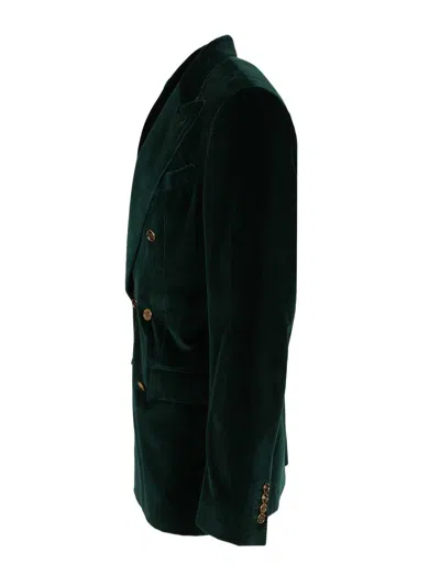 Dolce & Gabbana Double-breasted Sicily Light Cotton Velvet Jacket Clothing In Green