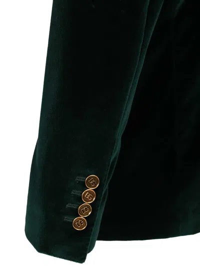 Dolce & Gabbana Double-breasted Sicily Light Cotton Velvet Jacket Clothing In Green