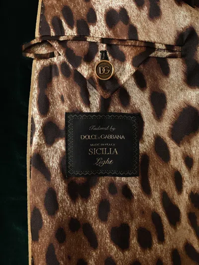 Dolce & Gabbana Double-breasted Sicily Light Cotton Velvet Jacket Clothing In Green