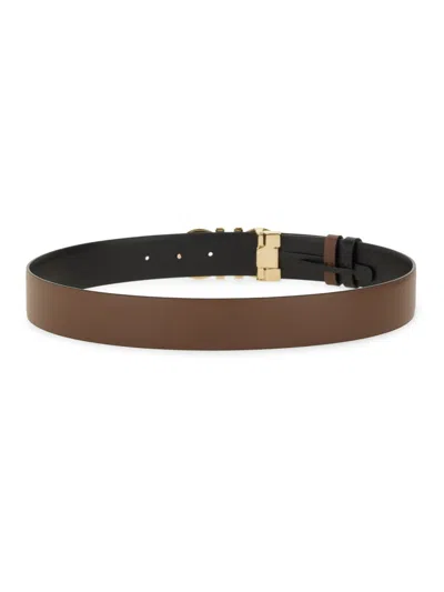 Ferragamo Reversible And Adjustable Gancini Belt In Brown