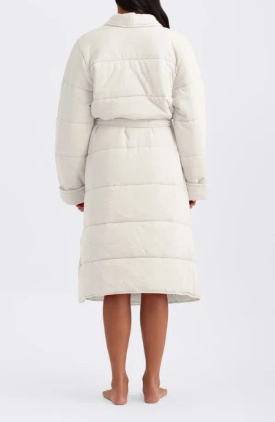 Papinelle Cuddle Puffa Quilted Cotton Midi Robe In Gray