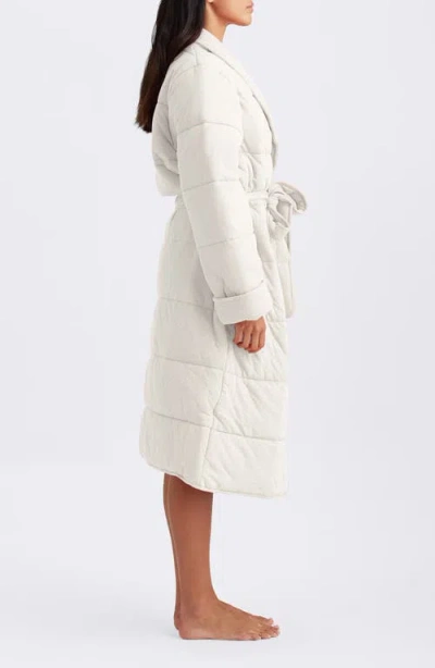 Papinelle Cuddle Puffa Quilted Cotton Midi Robe In Gray