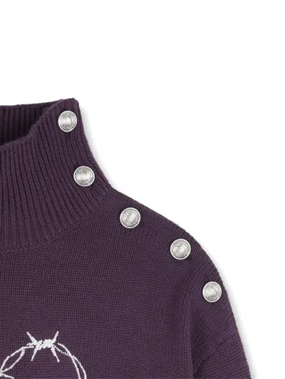Zadig & Voltaire Heart-embroidered Turtleneck Sweater In Purple