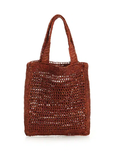 Chloé Clay Brown Raffia Summer Banana Tote Bag