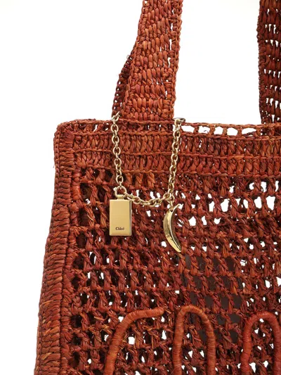 Chloé Clay Brown Raffia Summer Banana Tote Bag