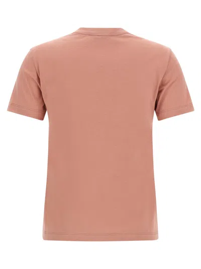 Fendi Pink Cotton T-shirt With Logo Print Women In Neutral