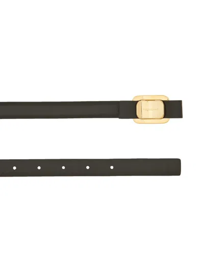 Ferragamo Fixed Belt New Vara Plate In Black