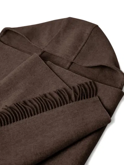 Brunello Cucinelli Wool And Cashmere Knit Scarf With Hood In Brown