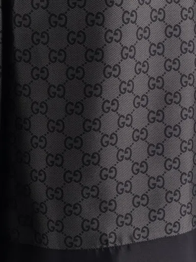 Gucci Black Silk Twill Printed Shorts In Black