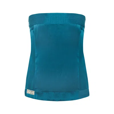 Pcfg Pure Silk Strap Top In Blue