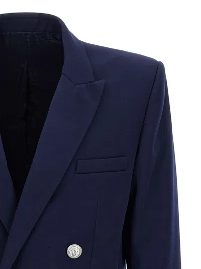 Balmain Blazer Double-breasted Silver Buttons In Blue