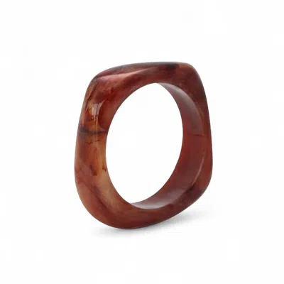 Miss Cecilia Women's Brown Sculpted Square Bangle In Brown