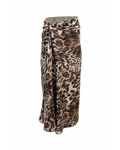 Theo The Label Danae Leopard Print Ruched Skirt In Brown