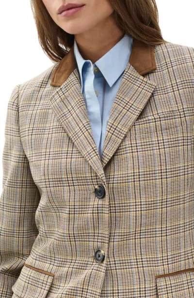 Rag & Bone Evia Houndstooth Plaid Blazer In Gold