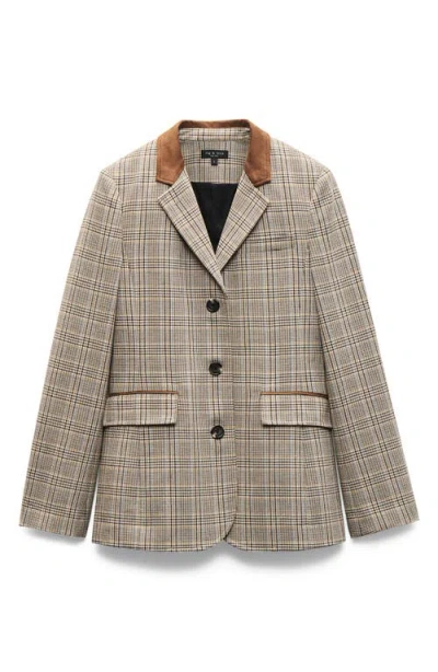 Rag & Bone Evia Houndstooth Plaid Blazer In Gold