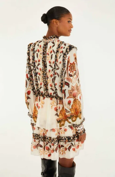 Farm Rio Berry Garden Cream Mini Dress Berry Garden Cream In Multi