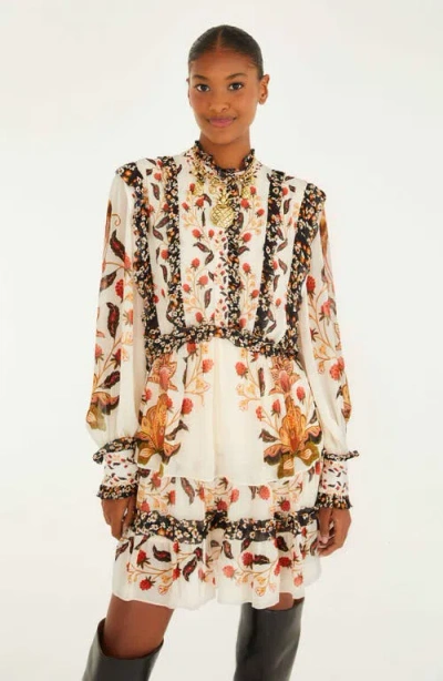Farm Rio Berry Garden Cream Mini Dress Berry Garden Cream In Multi