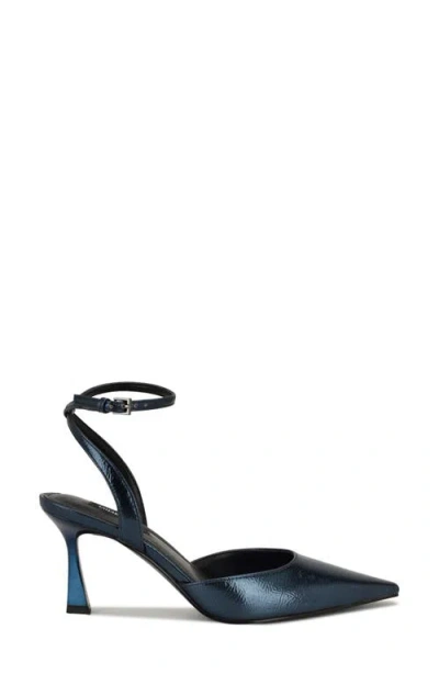 Nine West Kellie Ankle Strap Pointed Toe Pump In Blue